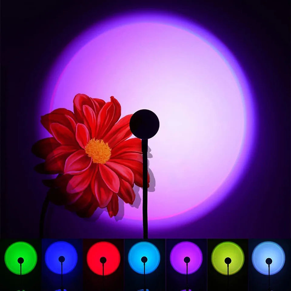 USB Sunset LED Lamp Rainbow Neon Night Light Projector, Bedroom & Photography Mood Light for Home Decor - PhishStones Products