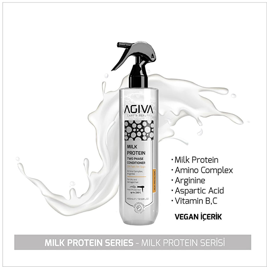 Agiva Milk Protein & Amino Acid Heat Protectant Spray: Detangle, Repair & Shield Hair While Styling - Fšn Suyu, 13.53 fl oz