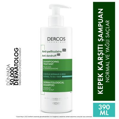 Vichy Dercos Anti-Dandruff Shampoo: Salicylic Acid & Octopirox Treatment for Oily Hair, Itchy Scalp Relief - Paraben Free, 13.2 fl oz