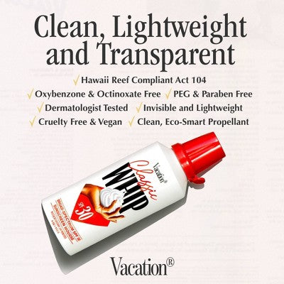 Vacation Sunscreen Classic Whip SPF 30 4 fl oz - Imperfect Container - PhishStones Products