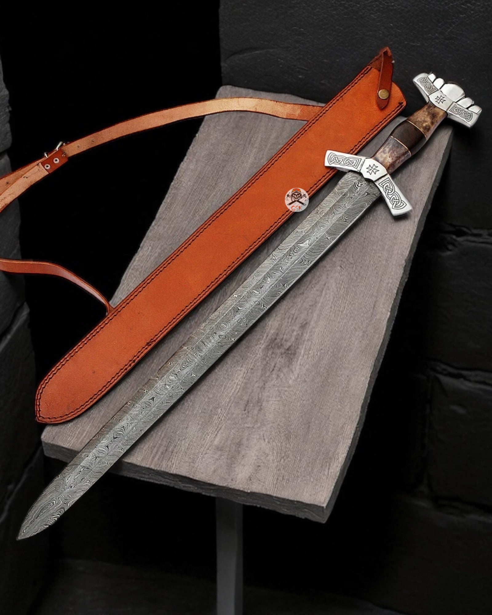 VALHALLA RISING DAMASCUS STEEL SWORD - HAND FORGED NORSE INSPIRED VIKING STYLE - PhishStones Products