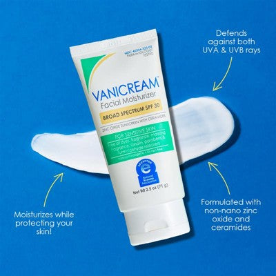 Vanicream Facial Moisturizer SPF 30 Zinc Oxide Mineral Sunscreen for Sensitive Skin 2.5oz - Imperfect Box - PhishStones Products
