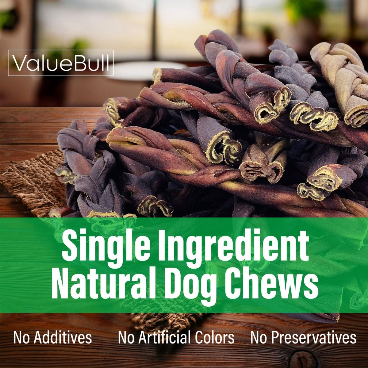 ValueBull Beef Collagen Braids for Dogs, 6 Inch Medium Chews, 10 Count