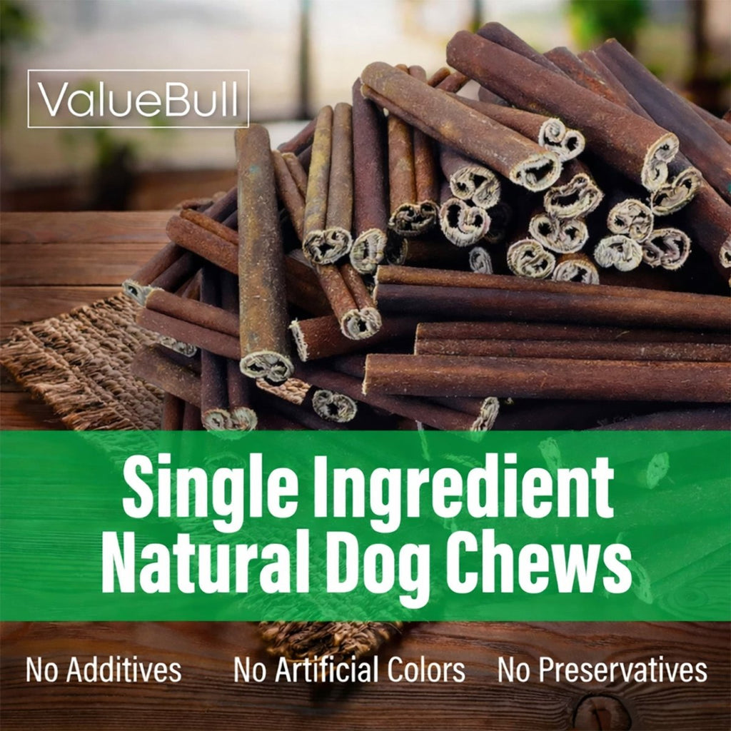 ValueBull Buffalo Collagen Sticks for Dogs, 6 Inch Thick Chews, Natural Long-Lasting Dog Treats, 50 Count