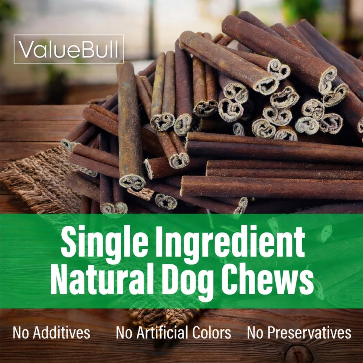 ValueBull Buffalo Collagen Sticks for Dogs, 6 Inch Thick Chews, Natural Long-Lasting Dog Treats, 50 Count