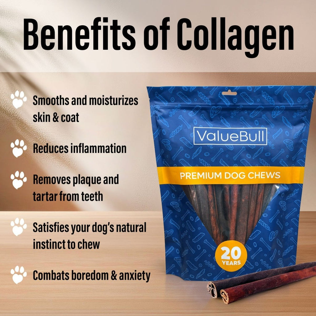 ValueBull Beef Collagen Sticks for Dogs, 12 Inch Thick Chew, 10 Count
