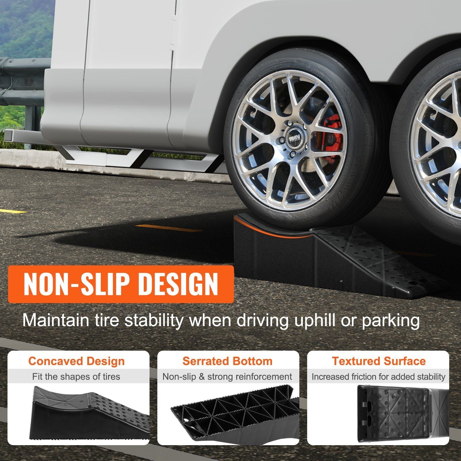Vehicle Ramp, Single Unit Auto Service Ramp, 20000 lbs/9 ton Load Limit, 5.5" Elevation Auto Ramp, Robust Tire Ramp for Routine Car Care and Vehicle Upkeep - PhishStones Products