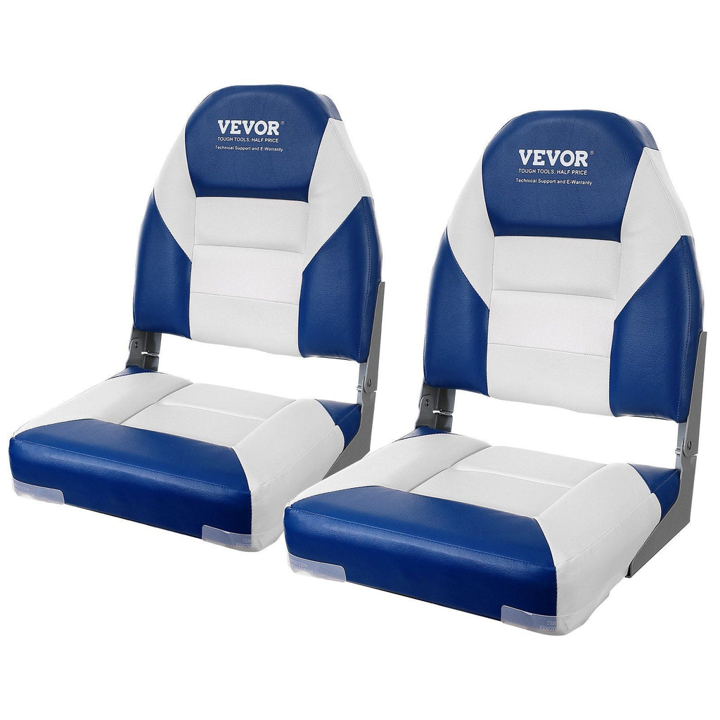 VEVOR Boat Seats, 21.85" High Back Boat Seat, Folding Boat Chair with Thickened Sponge Padding and Hinge, Fold - Down Boat Captain Chairs for Fishing Boat, Sightseeing Boat, Speedboat, Canoe, 2 - Pack - PhishStones Products