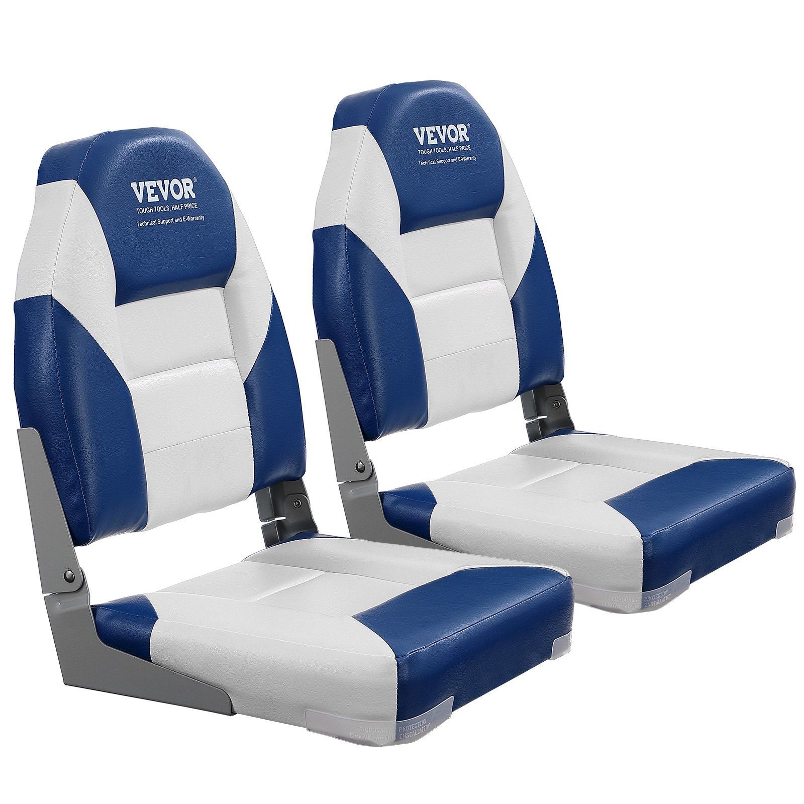 VEVOR Boat Seats, 21.85" High Back Boat Seat, Folding Boat Chair with Thickened Sponge Padding and Hinge, Fold - Down Boat Captain Chairs for Fishing Boat, Sightseeing Boat, Speedboat, Canoe, 2 - Pack - PhishStones Products