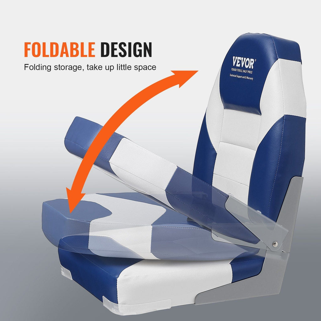 VEVOR Boat Seats, 21.85" High Back Boat Seat, Folding Boat Chair with Thickened Sponge Padding and Hinge, Fold - Down Boat Captain Chairs for Fishing Boat, Sightseeing Boat, Speedboat, Canoe, 2 - Pack - PhishStones Products
