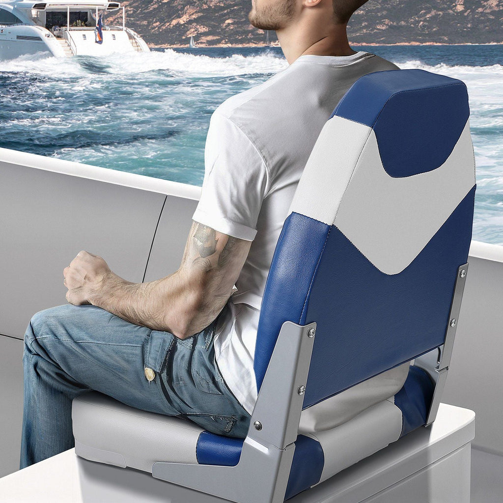 VEVOR Boat Seats, 21.85" High Back Boat Seat, Folding Boat Chair with Thickened Sponge Padding and Hinge, Fold - Down Boat Captain Chairs for Fishing Boat, Sightseeing Boat, Speedboat, Canoe, 2 - Pack - PhishStones Products