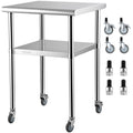 VEVOR Stainless Steel Prep Table, 24 x 24 x 36 Inch, 600lbs Load Capacity Heavy Duty Metal Worktable with Adjustable Undershelf & Universal Wheels, Commercial Workstation for Kitchen Garage Backyard - PhishStones Products