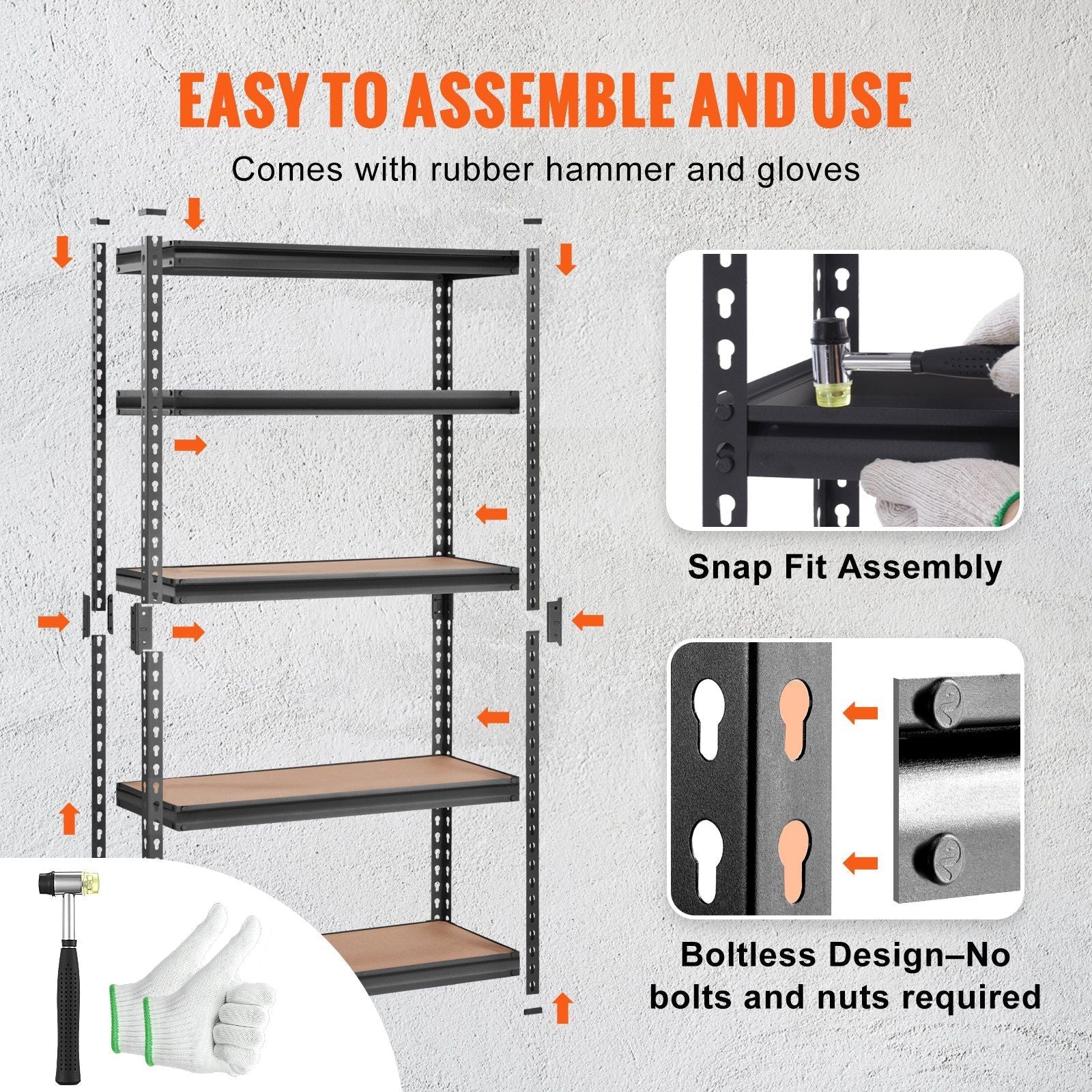 VEVOR Storage Shelving Unit, 5 - Tier Adjustable, 2000 lbs Capacity, Heavy Duty Garage Shelves Metal Organizer Utility Rack, Black, 30" L x 12" W x 60" H for Kitchen Pantry Basement Bathroom Laundry - PhishStones Products