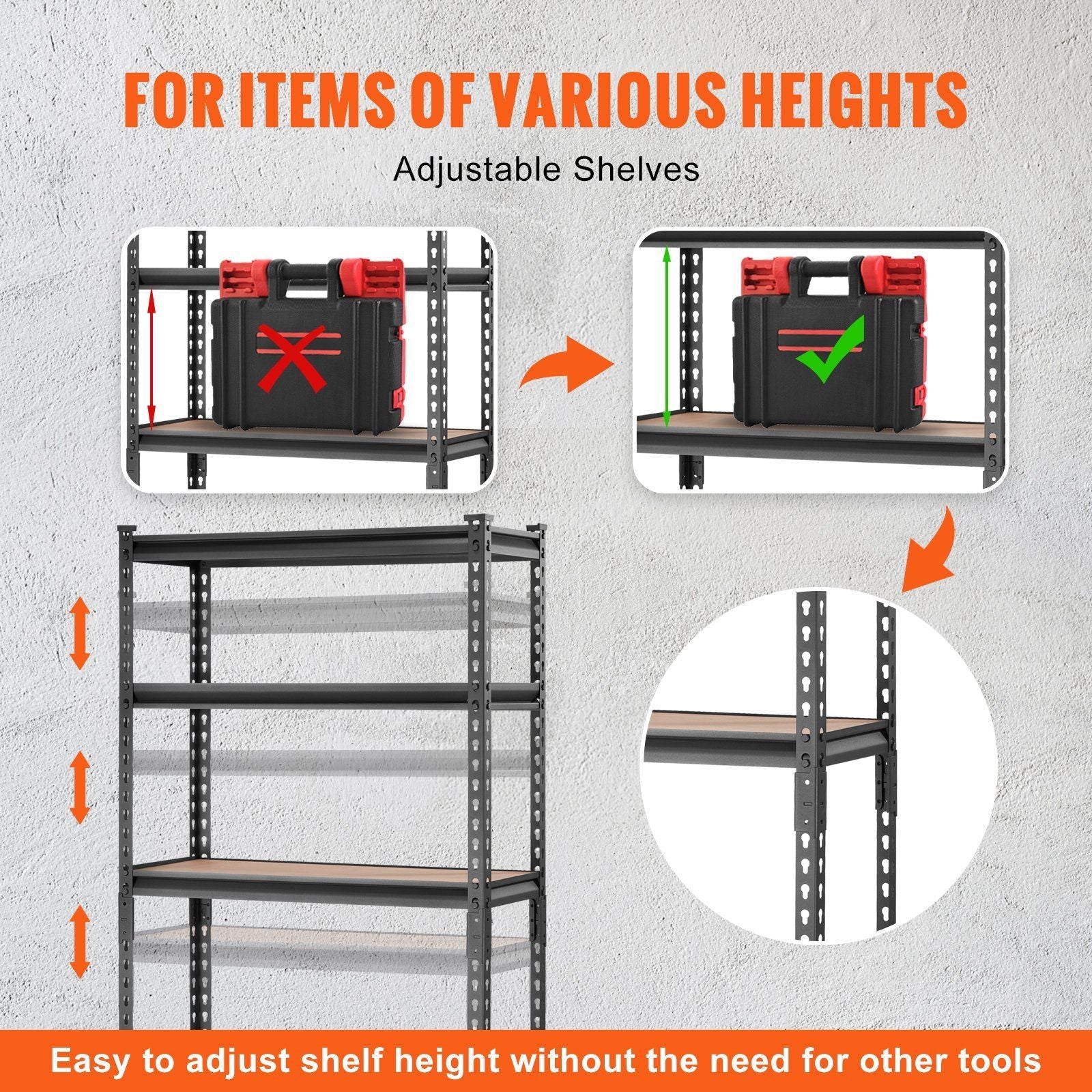 VEVOR Storage Shelving Unit, 5 - Tier Adjustable, 2000 lbs Capacity, Heavy Duty Garage Shelves Metal Organizer Utility Rack, Black, 30" L x 12" W x 60" H for Kitchen Pantry Basement Bathroom Laundry - PhishStones Products