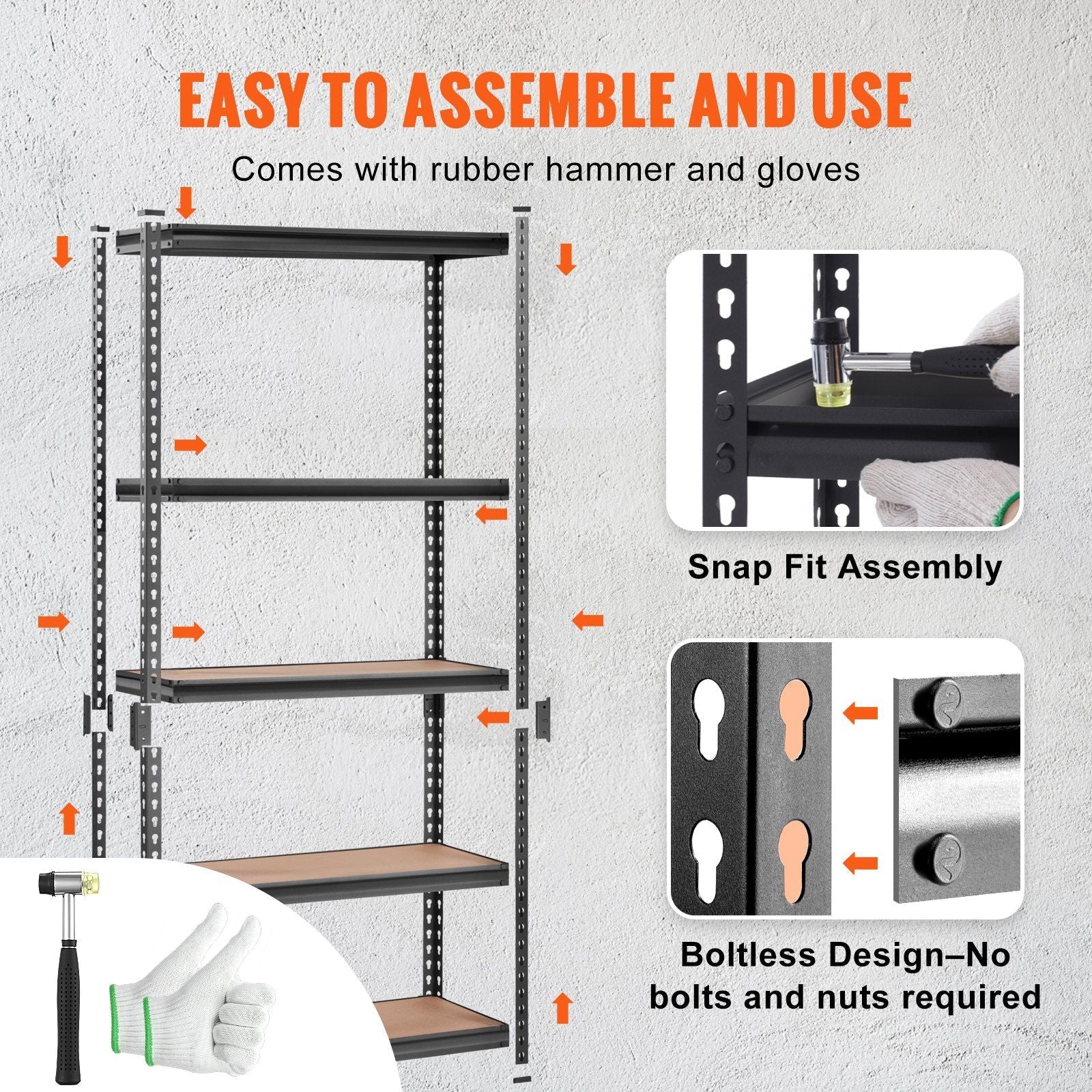 VEVOR Storage Shelving Unit, 5 - Tier Adjustable, 2000 lbs Capacity, Heavy Duty Garage Shelves Metal Organizer Utility Rack, Black, 36" L x 18" W x 72" H for Kitchen Pantry Basement Bathroom Laundry - PhishStones Products