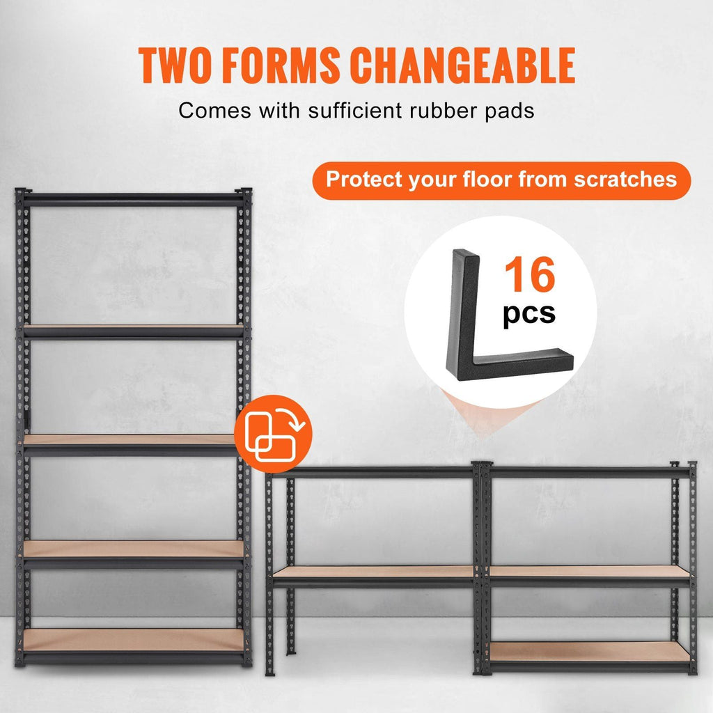 VEVOR Storage Shelving Unit, 5 - Tier Adjustable, 2000 lbs Capacity, Heavy Duty Garage Shelves Metal Organizer Utility Rack, Black, 36" L x 18" W x 72" H for Kitchen Pantry Basement Bathroom Laundry - PhishStones Products