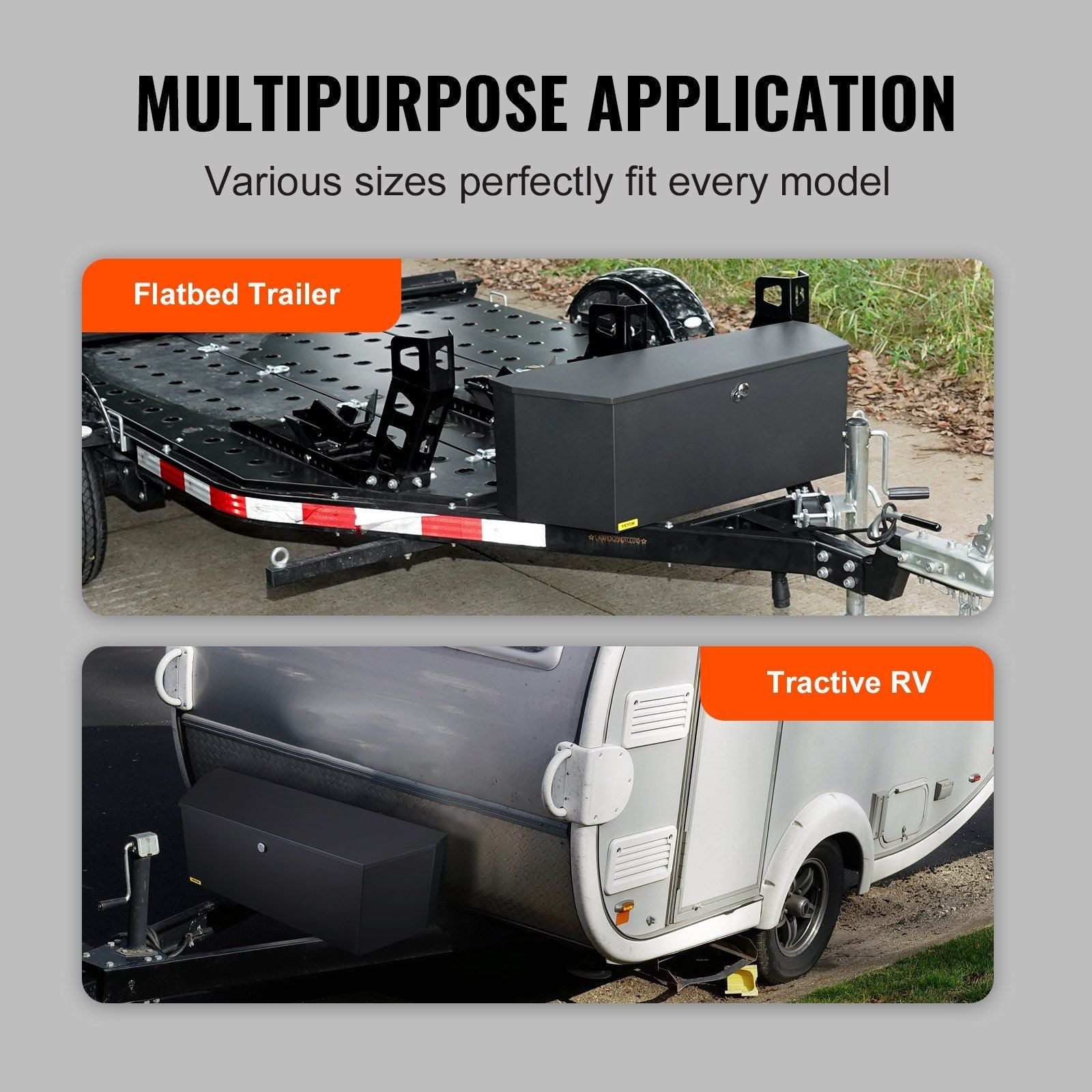 VEVOR Trailer Tongue Box, Carbon Steel Tongue Box Tool Chest, Heavy Duty Trailer Box Storage with Lock and Keys, Utility Trailer Tongue Tool Box for Pickup Truck Bed, RV Trailer, 36"x12"x12" - PhishStones Products