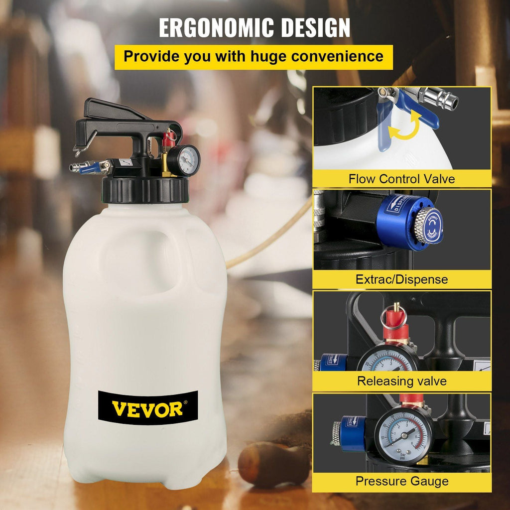 VEVOR Transmission Fluid Pump 2 Way Manual ATF Refill System Dispenser, Oil and Liquid Extractor 10 Liter Large Capacity, Automatic Transmission Fluid Pump Tool Set with 14 Pieces ATF Filler Adapters - PhishStones Products