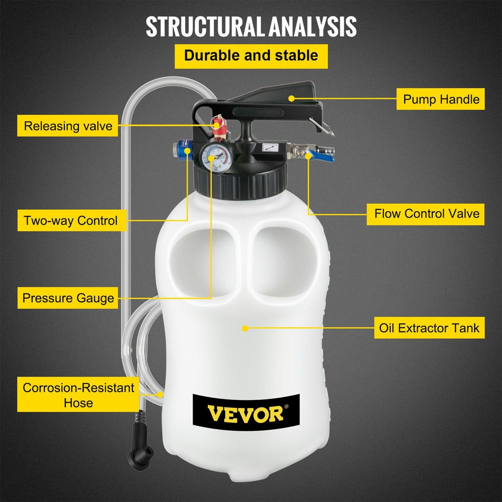 VEVOR Transmission Fluid Pump 2 Way Manual ATF Refill System Dispenser, Oil and Liquid Extractor 10 Liter Large Capacity, Automatic Transmission Fluid Pump Tool Set with 14 Pieces ATF Filler Adapters - PhishStones Products