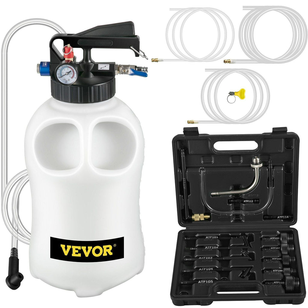 VEVOR Transmission Fluid Pump 2 Way Manual ATF Refill System Dispenser, Oil and Liquid Extractor 10 Liter Large Capacity, Automatic Transmission Fluid Pump Tool Set with 14 Pieces ATF Filler Adapters - PhishStones Products