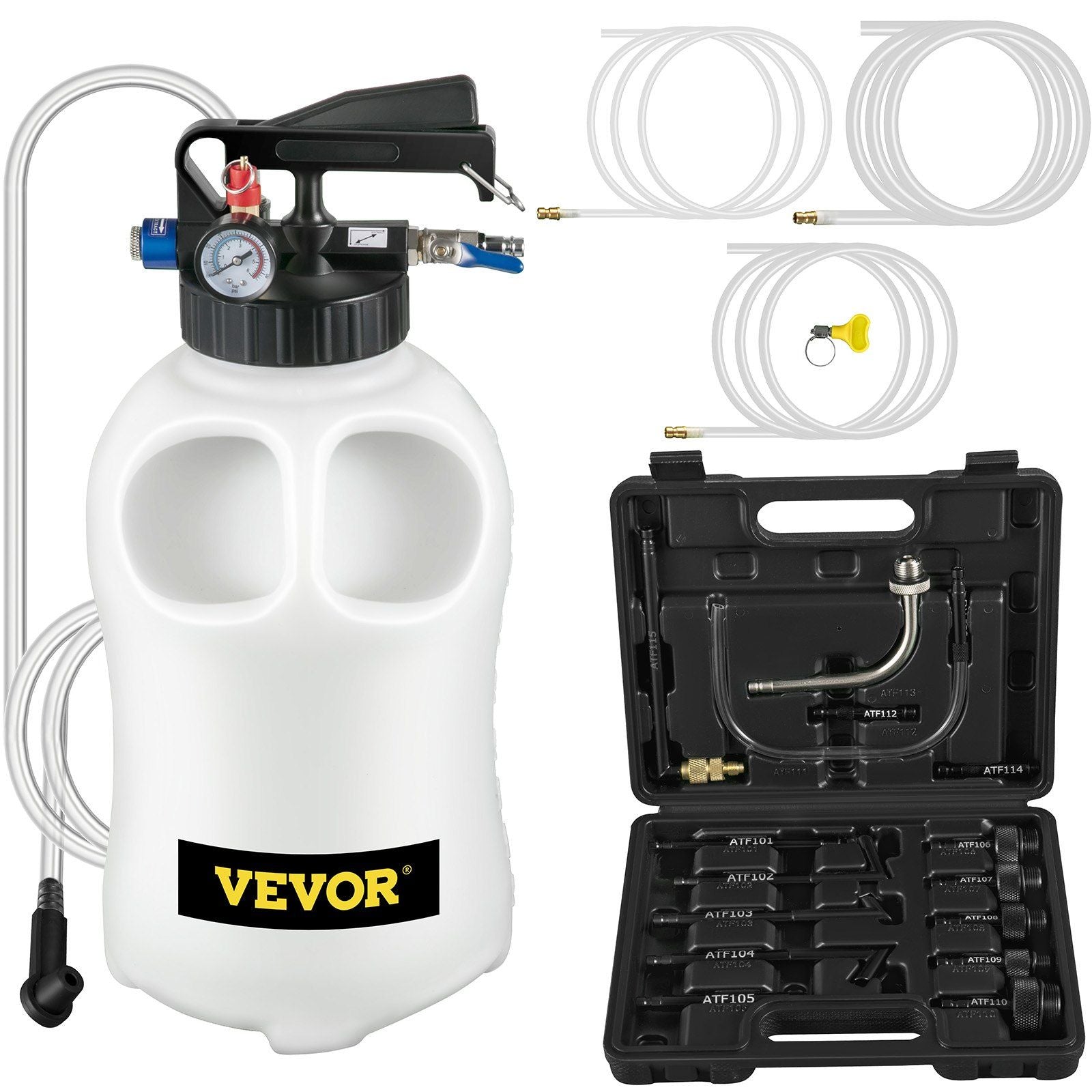 VEVOR Transmission Fluid Pump 2 Way Manual ATF Refill System Dispenser, Oil and Liquid Extractor 10 Liter Large Capacity, Automatic Transmission Fluid Pump Tool Set with 14 Pieces ATF Filler Adapters - PhishStones Products