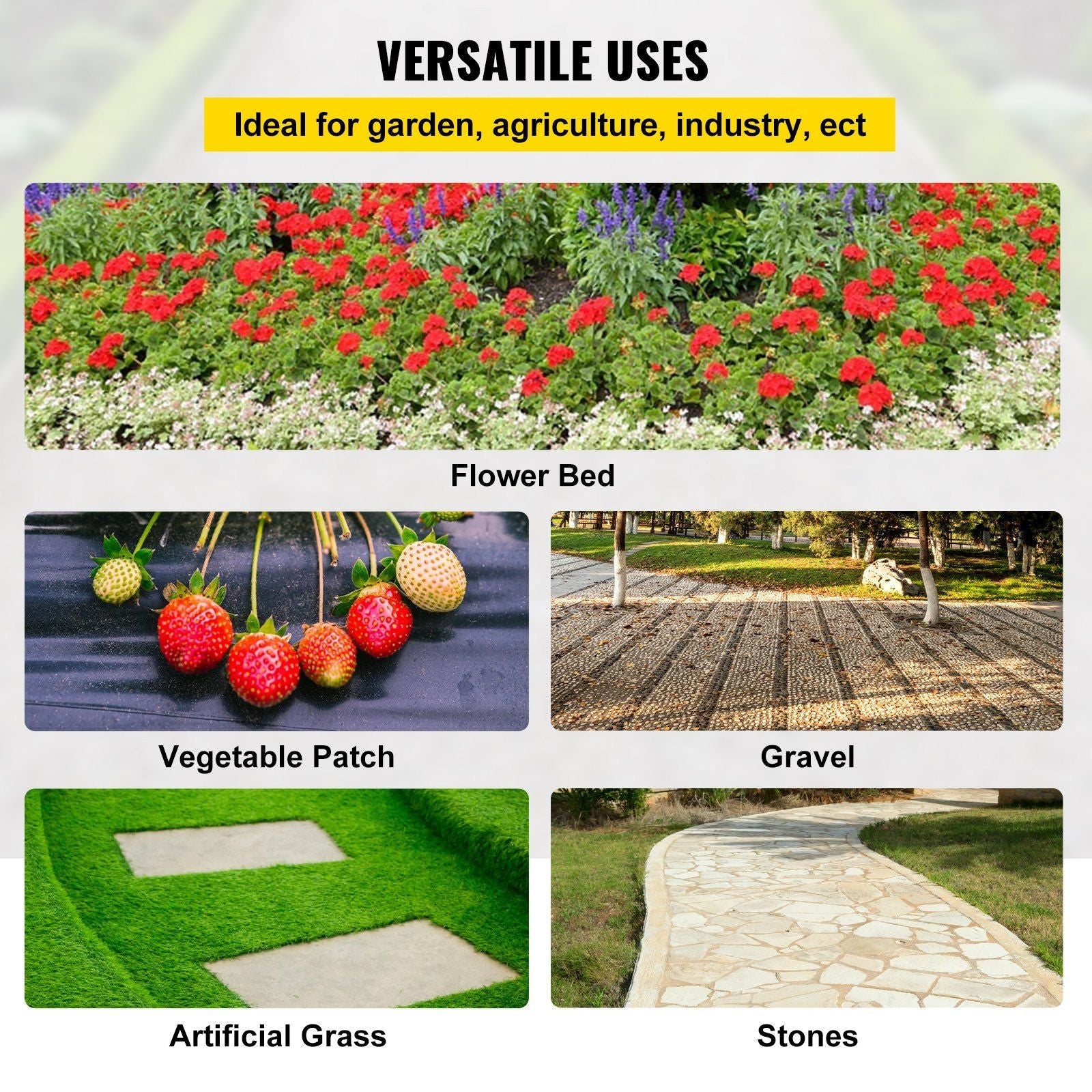 VEVOR Weed Control Fabric 6ft x 300ft - Geo Textile Fabric Heavy Duty - Woven Ground Cover for Commercial Greenhouse, Yard, Garden Barrier Cloth Blocker Mat - PhishStones Products