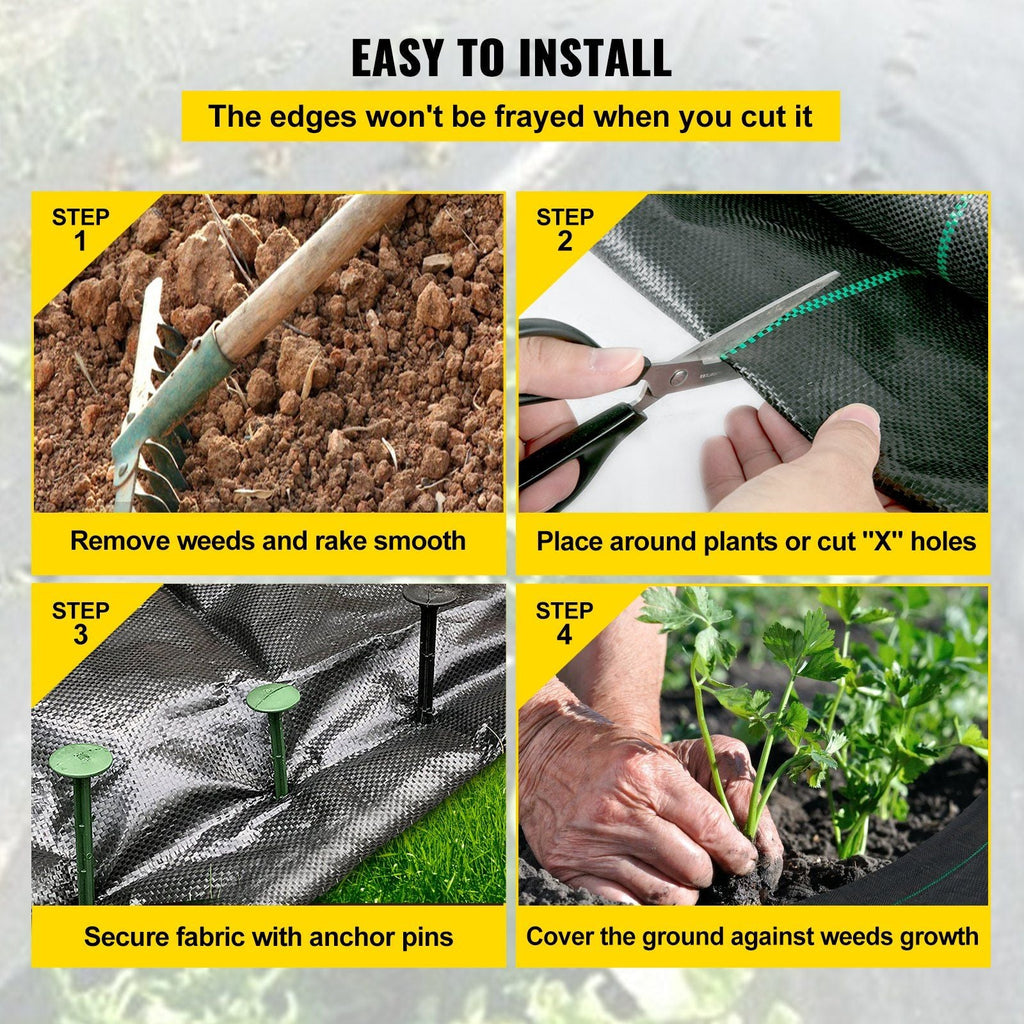 VEVOR Weed Control Fabric 6ft x 300ft - Geo Textile Fabric Heavy Duty - Woven Ground Cover for Commercial Greenhouse, Yard, Garden Barrier Cloth Blocker Mat - PhishStones Products