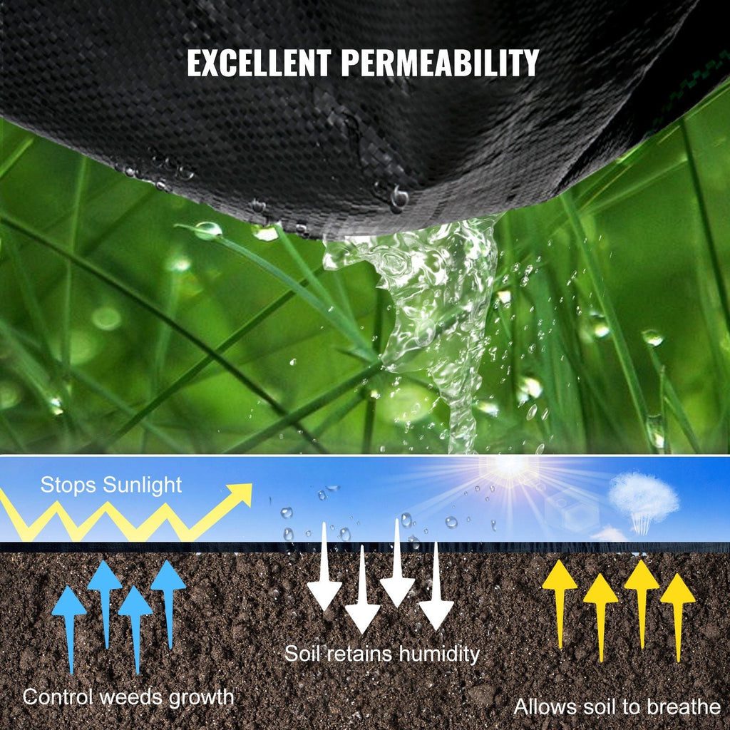 VEVOR Weed Control Fabric 6ft x 300ft - Geo Textile Fabric Heavy Duty - Woven Ground Cover for Commercial Greenhouse, Yard, Garden Barrier Cloth Blocker Mat - PhishStones Products
