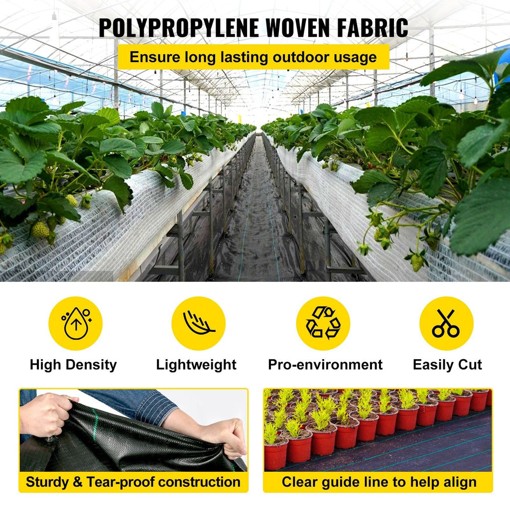 VEVOR Weed Control Fabric 6ft x 300ft - Geo Textile Fabric Heavy Duty - Woven Ground Cover for Commercial Greenhouse, Yard, Garden Barrier Cloth Blocker Mat - PhishStones Products