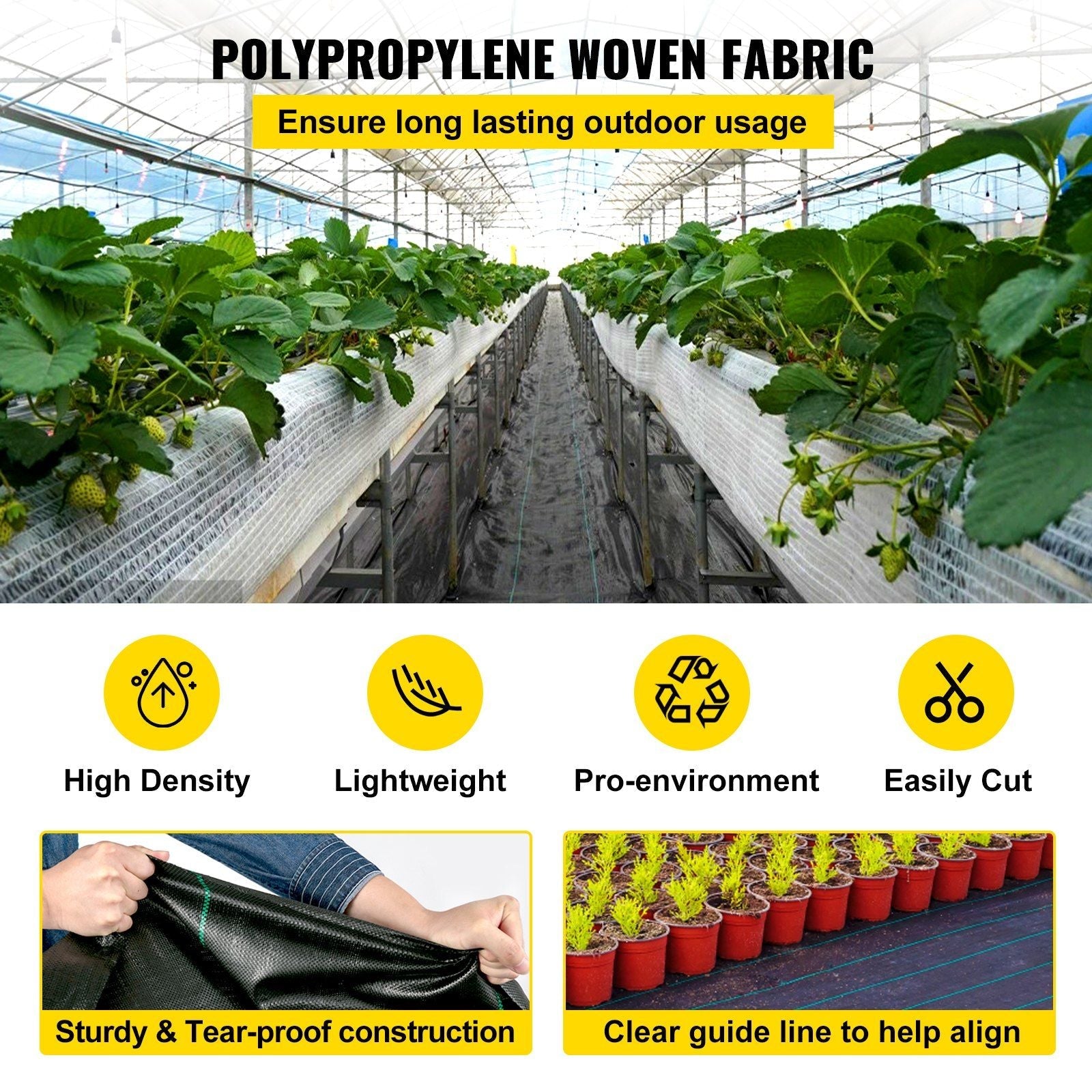 VEVOR Weed Control Fabric 6ft x 300ft - Geo Textile Fabric Heavy Duty - Woven Ground Cover for Commercial Greenhouse, Yard, Garden Barrier Cloth Blocker Mat - PhishStones Products