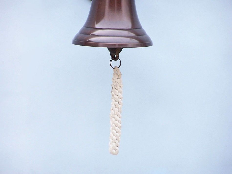 Antique Copper Hanging Ship Wheel Bell 8""