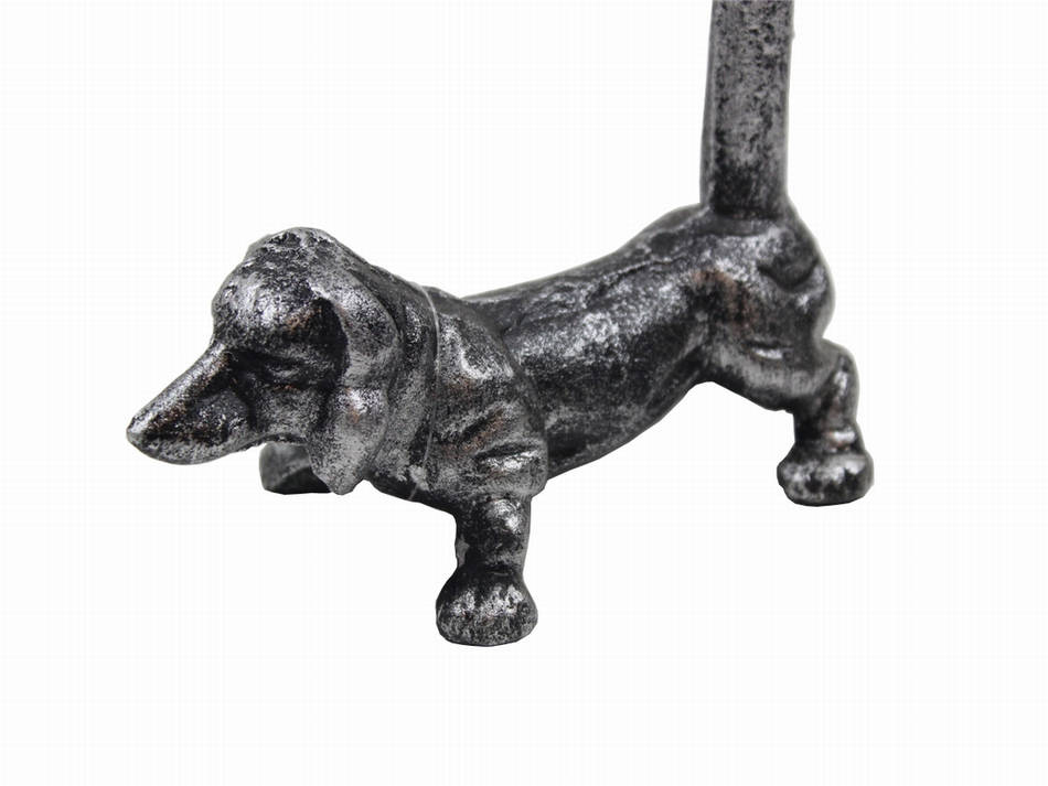 Rustic Silver Cast Iron Dog Extra Toilet Paper Stand 12""