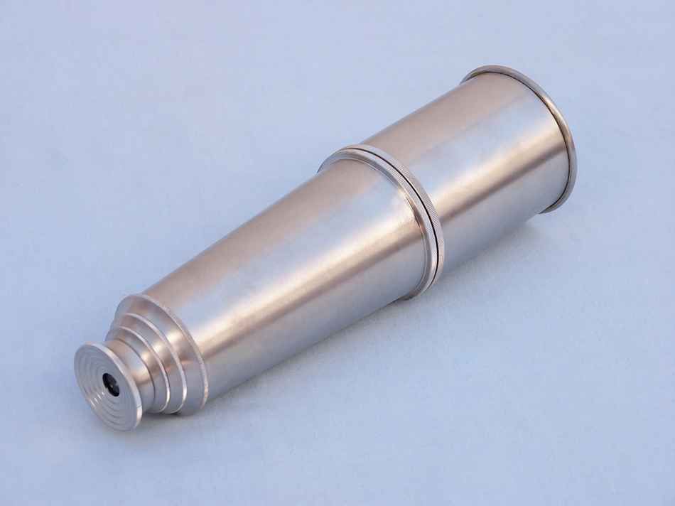 Deluxe Class Brushed Nickel Admirals Spyglass Telescope 27"" with Rosewood Box