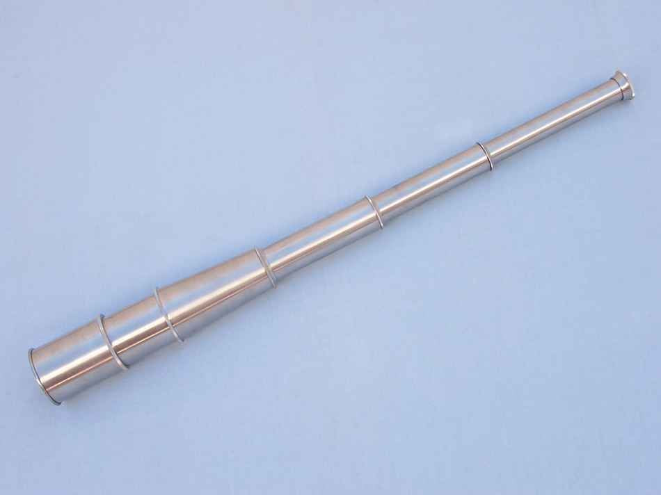 Deluxe Class Brushed Nickel Admirals Spyglass Telescope 27"" with Rosewood Box