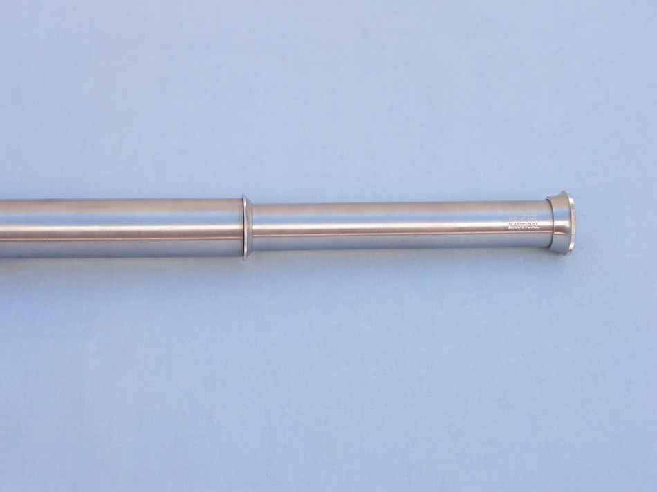 Deluxe Class Brushed Nickel Admirals Spyglass Telescope 27"" with Rosewood Box
