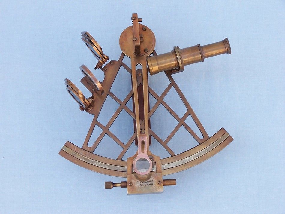 Admiral's Antique Brass Sextant 12"" with Rosewood Box
