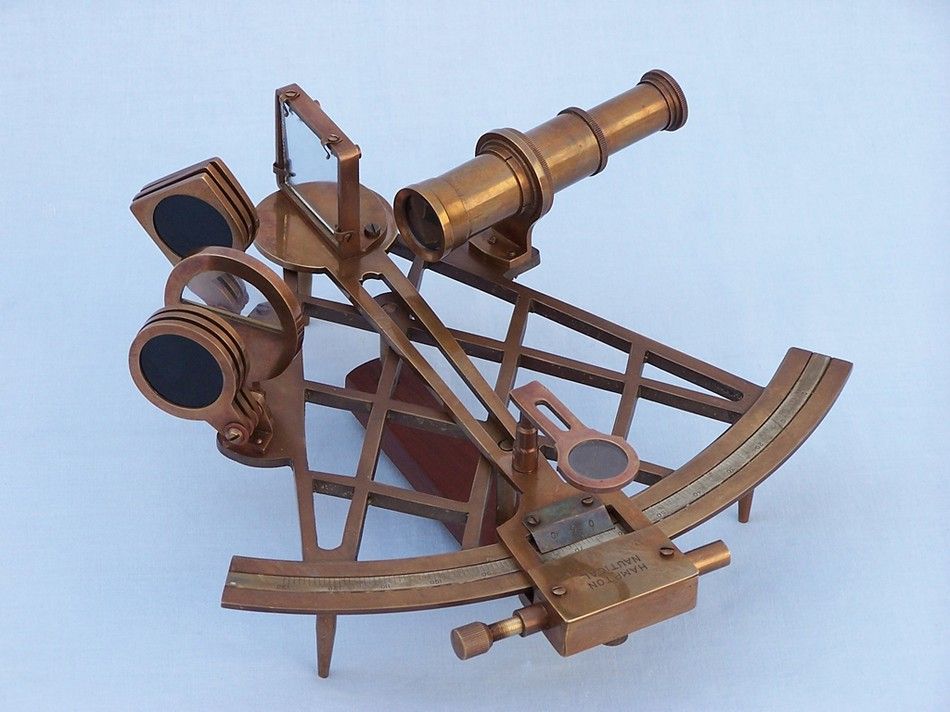 Admiral's Antique Brass Sextant 12"" with Rosewood Box