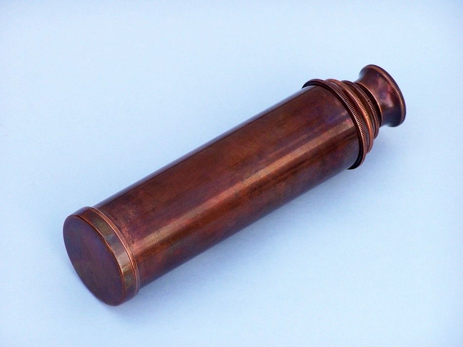 Deluxe Class Captain's Antique Copper Spyglass Telescope 15"" with Rosewood Box