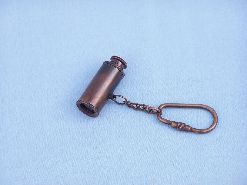 Antique Copper Spyglass Keychain 6""