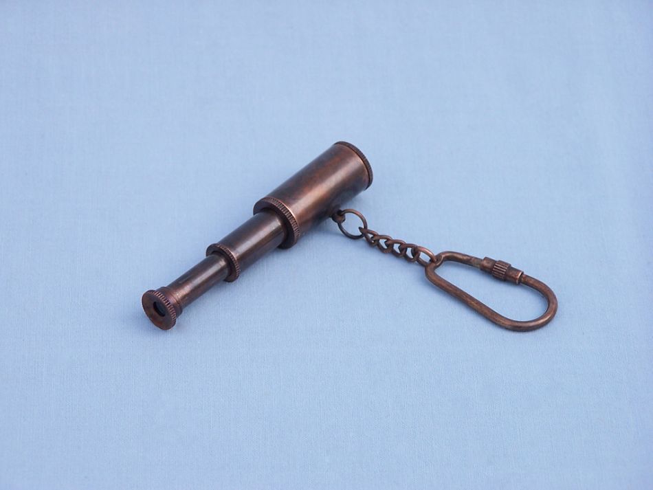Antique Copper Spyglass Keychain 6""