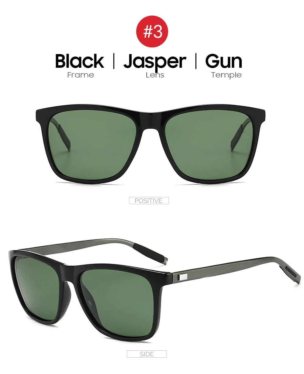 Men’s Polarized Square Sunglasses | UV Protection Anti-Reflective Mirror Driving Shades