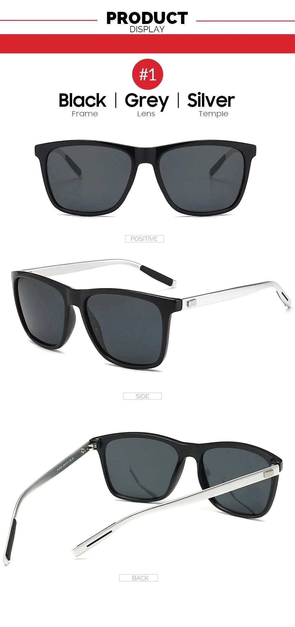 Men’s Polarized Square Sunglasses | UV Protection Anti-Reflective Mirror Driving Shades