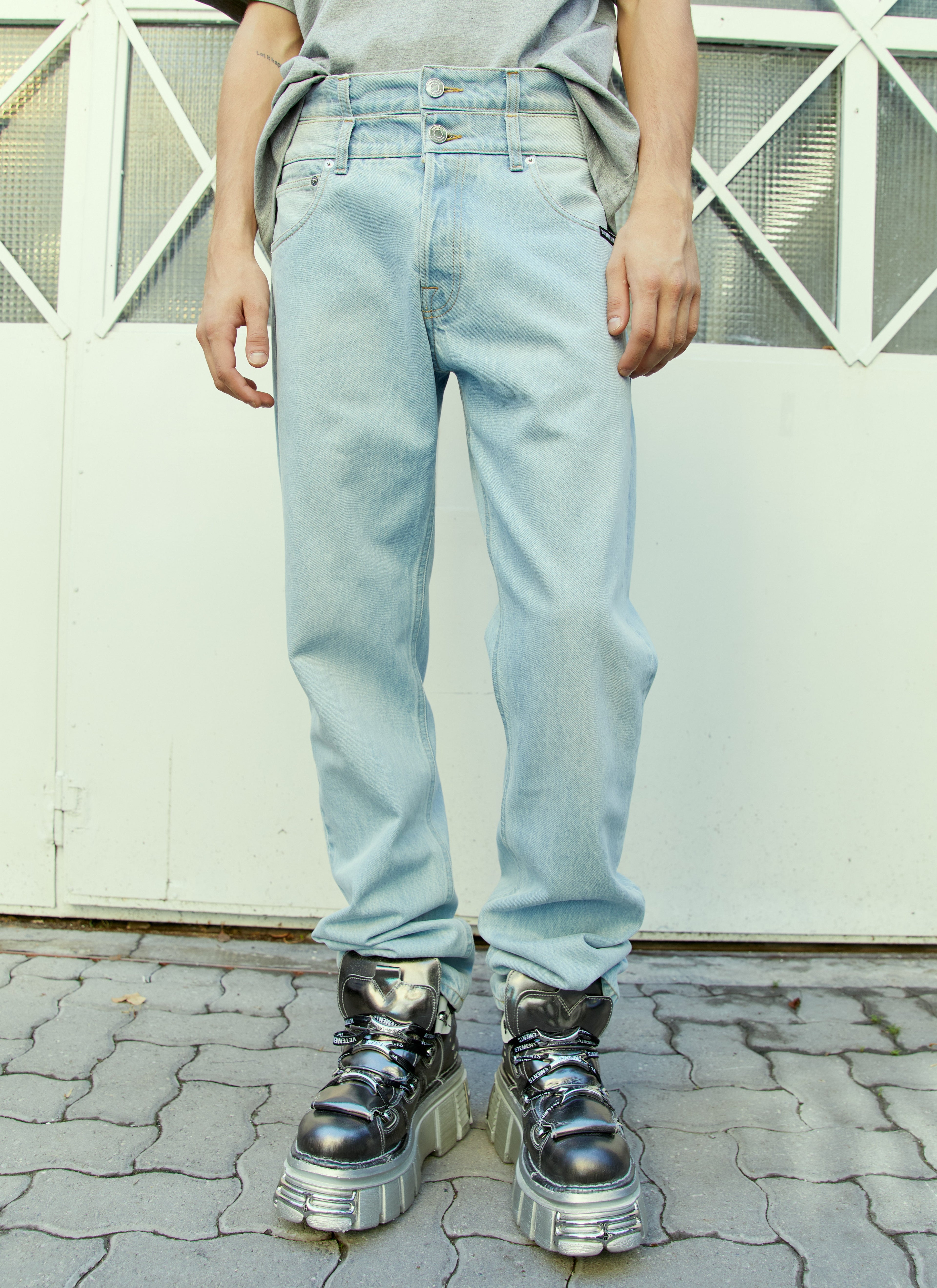 Vtmnts Men Double Waist Denim Jeans