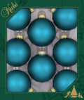Christmas by Krebs 2-5/8" Balls - Gold Caps - Turquoise Bliss 8 Pack