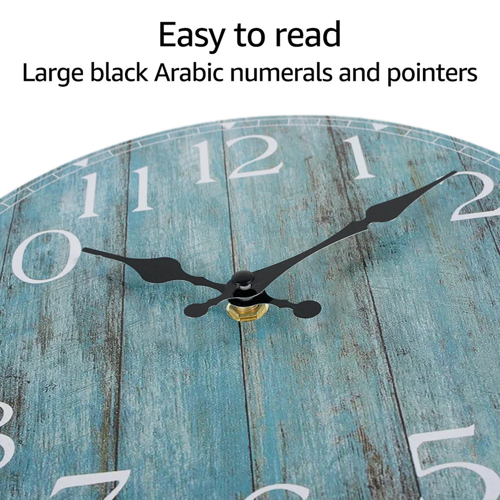 Wall Clock Kit Wooden Hanging Clock 10inch Silent Non - Ticking Clock Decor Retro Round Battery Operated Hanging Clock For Home - PhishStones Products