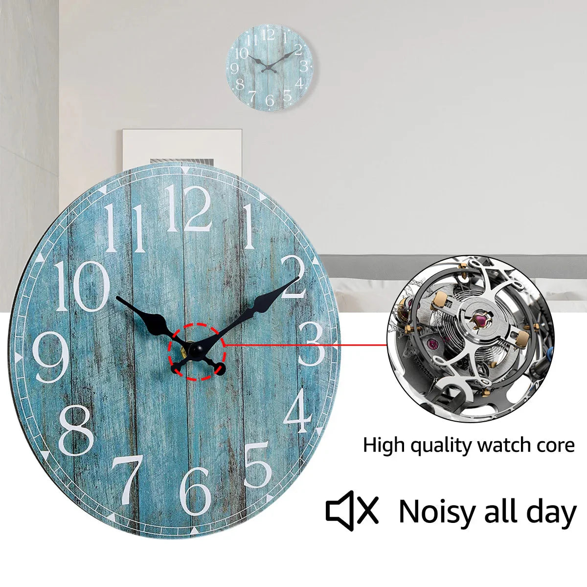 Wall Clock Kit Wooden Hanging Clock 10inch Silent Non - Ticking Clock Decor Retro Round Battery Operated Hanging Clock For Home - PhishStones Products