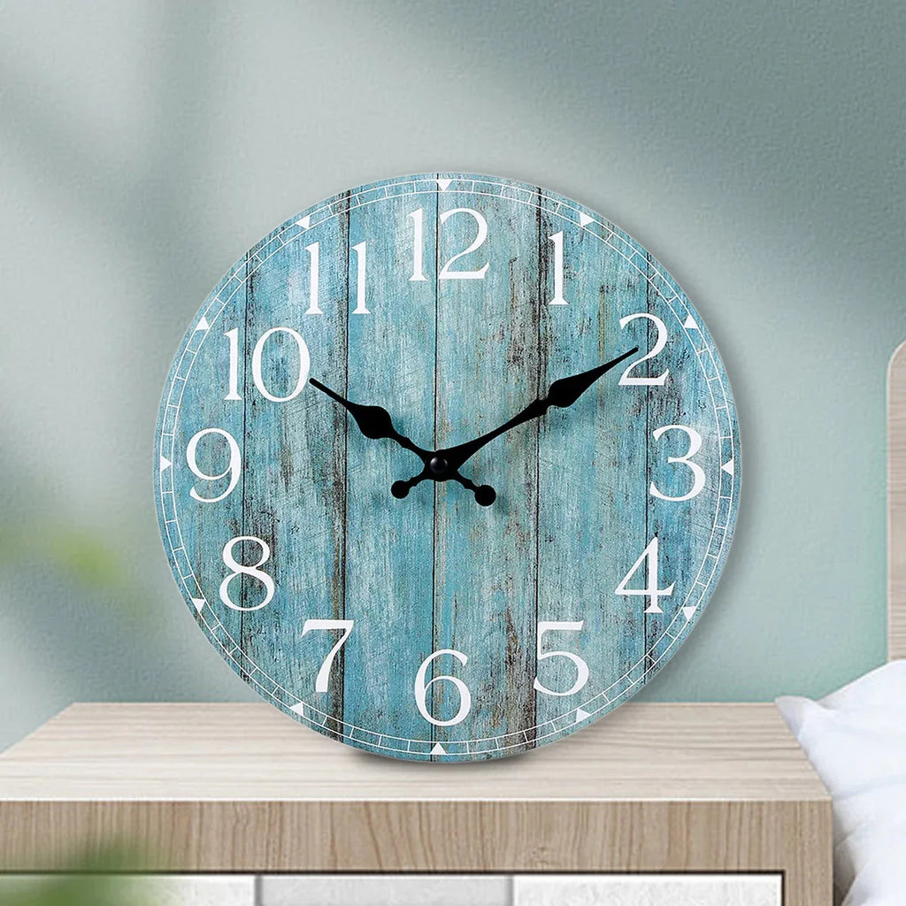 Wall Clock Kit Wooden Hanging Clock 10inch Silent Non - Ticking Clock Decor Retro Round Battery Operated Hanging Clock For Home - PhishStones Products