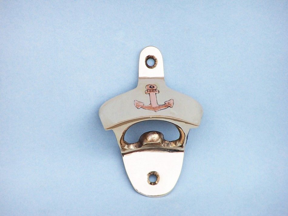 Solid Brass Wall Mounted Anchor Bottle Opener 3""
