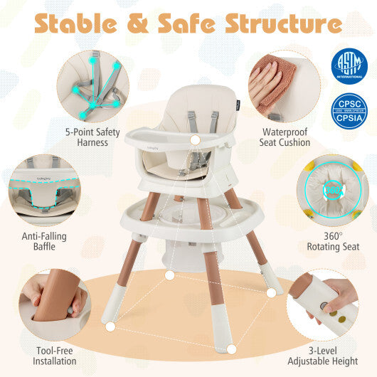 16-in-1 Baby High Chair with Activity Center and Booster Seat for Babies and Toddlers-White - Color: White