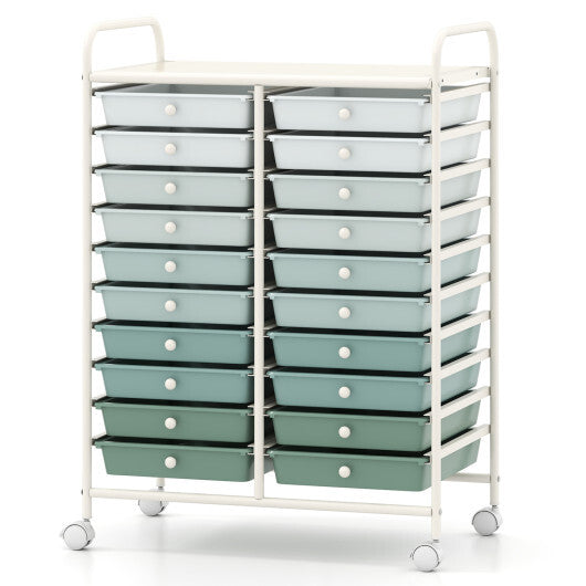 20 Drawers Rolling Storage Cart Studio Organizer-Gardient Green